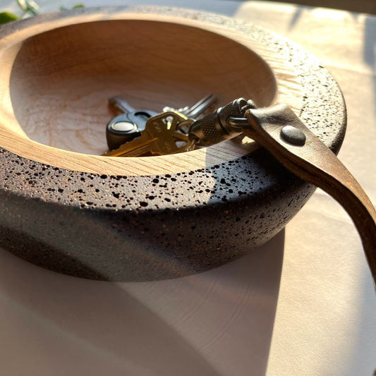 Wooden bowl with coffee